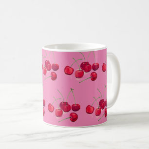 Coquette red Cherries fruit pattern Food pink Coffee Mug