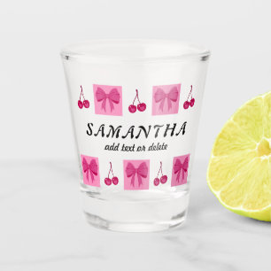 Coquette Red Cherry Bow Bachelorette 21 Birthday Shot Glass