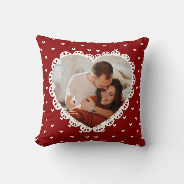 Coquette Red Heart Cut out Valentine's Day Throw Pillow (Front)
