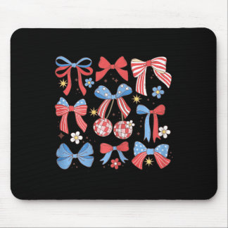 Coquette Red White &amp; Blue Patriotic Bows Retro Mouse Pad