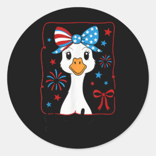 Coquette Red White And Goose Usa Flag 4th Of July Classic Round Sticker