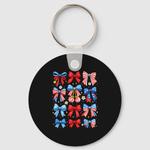 Coquette Red White Blue Patriotic Keychain