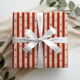 Coquette Retro Candy Stripe Christmas Wrapping Paper