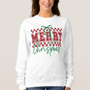 Coquette Retro Merry Christmas Trendy Typography Sweatshirt