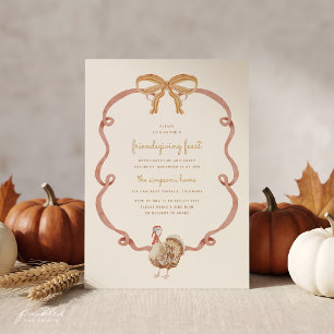 Coquette Ribbon & Bow Friendsgiving Invitation