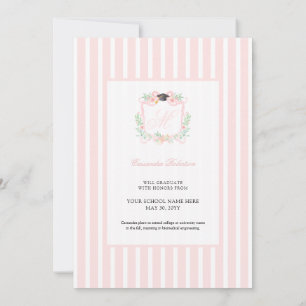  Coquette Ribbon Graduation Monogram Crest  Invitation