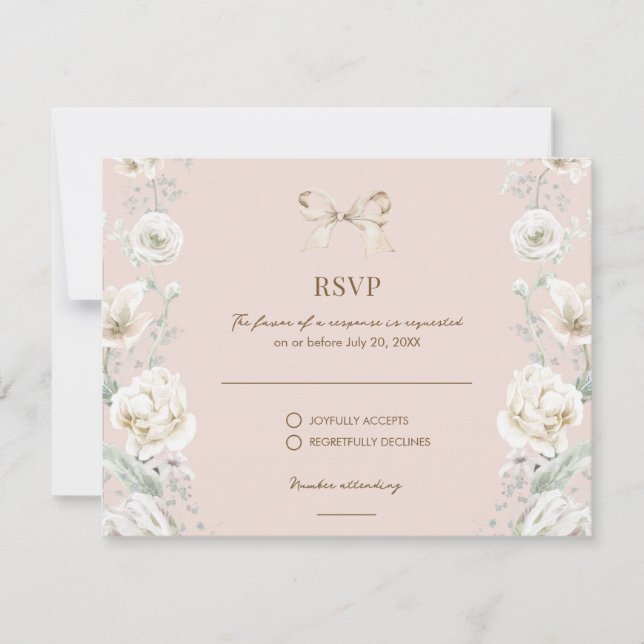 Coquette rose Bow mariage floral RSVP (Devant)