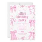 Coquette Rose Bows Anniversaire Invitation