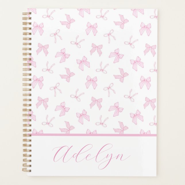 Coquette rose Bows Personnaliser le planificateur (Devant)