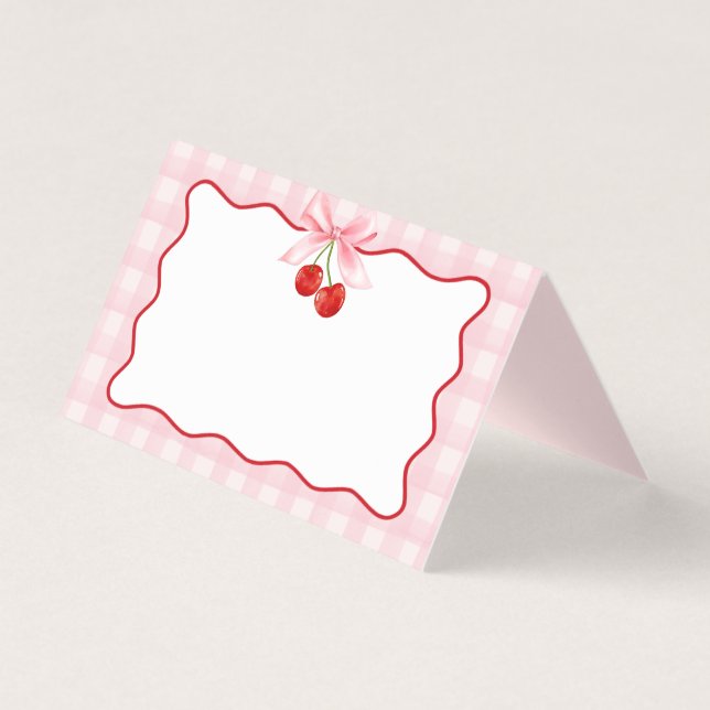 Coquette rose cerise Bow En vichy carte de place (Front)