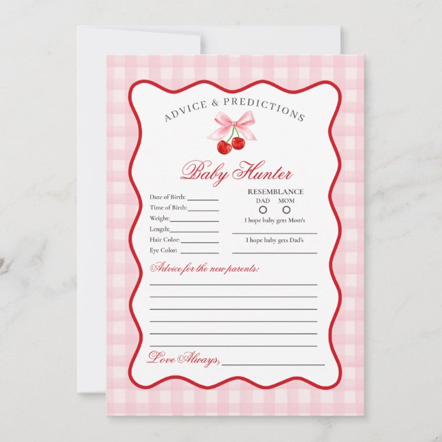 Coquette rose cerise Conseils pour la carte bébé (Devant)