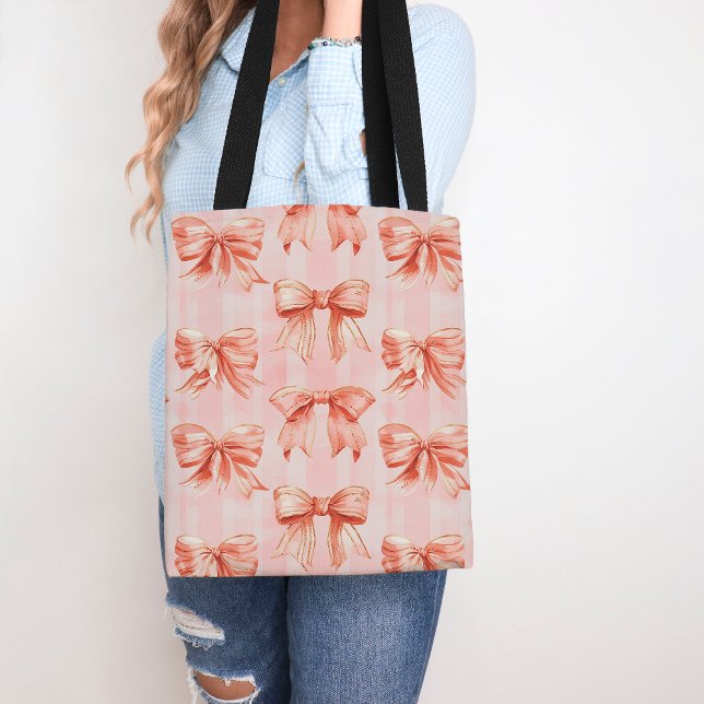 Coquette Rose Cute Bow Grand-mère Sac fourre-tout  (Créateur téléchargé)
