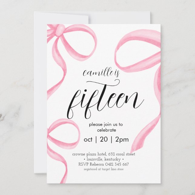 Coquette Rose fille anniversaire Invitation (Devant)