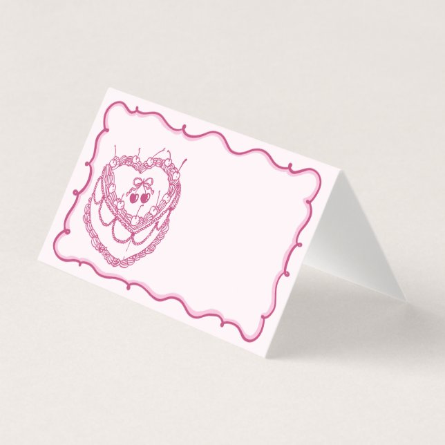 Coquette rose gâteau cerise Bachelorette PlaceCard (Front)