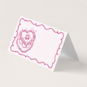 Coquette rose gâteau cerise Bachelorette PlaceCard