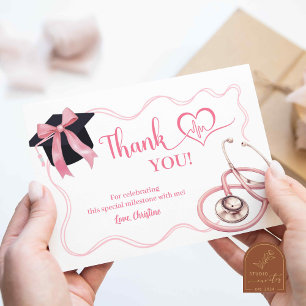 Coquette rose Infirmière Carte de remerciements de