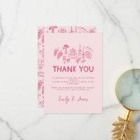 Coquette rose moderne dessiné à la main Merci