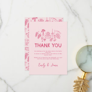 Coquette rose moderne dessiné à la main Merci
