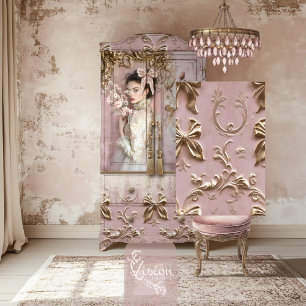Coquette Rose Pink Gold Gilded Repeat Pattern Tile Tissue Paper