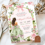Coquette Royal Garden Sage Blush Pink Quinceanera Invitation<br><div class="desc">Coquette Royal Garden Sage Blush Pink Quinceanera Invitation,  Floral Butterfly Sweet 16th Invite,  Geometric Mis Quince XV Años</div>