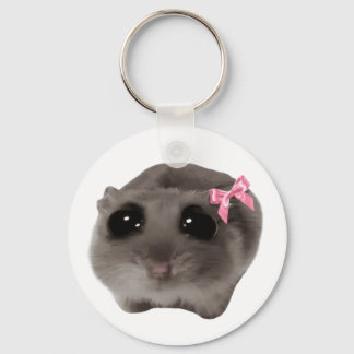 Coquette Sad Hamster Meme Double Sided Keychain