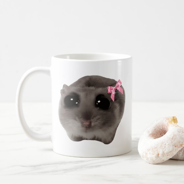 Coquette Sad Hamster Mème Mug double face (Avec donut)