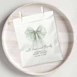 Coquette Sage Green Bow Bridal Shower Thank You Favour Bag