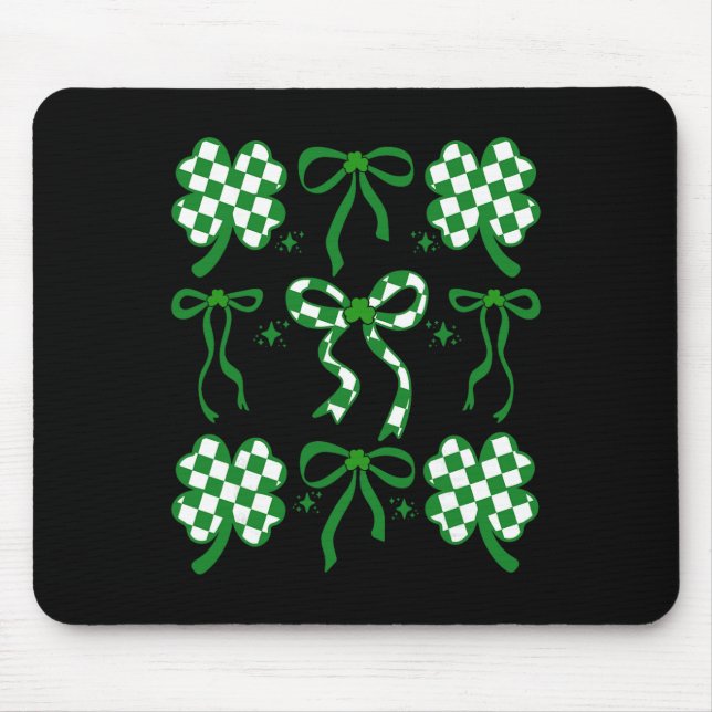 Coquette Saint Patricks Day Bow Lucky Chequered Cl Mouse Pad (Front)