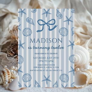 Coquette Seashell Coastal Beach Birthday Invitation