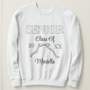 Coquette Senior Year Personalized Pink Bow Sweatshirt