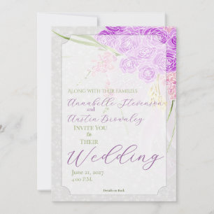 Coquette Sheer Pink bow Bouquet Invitation