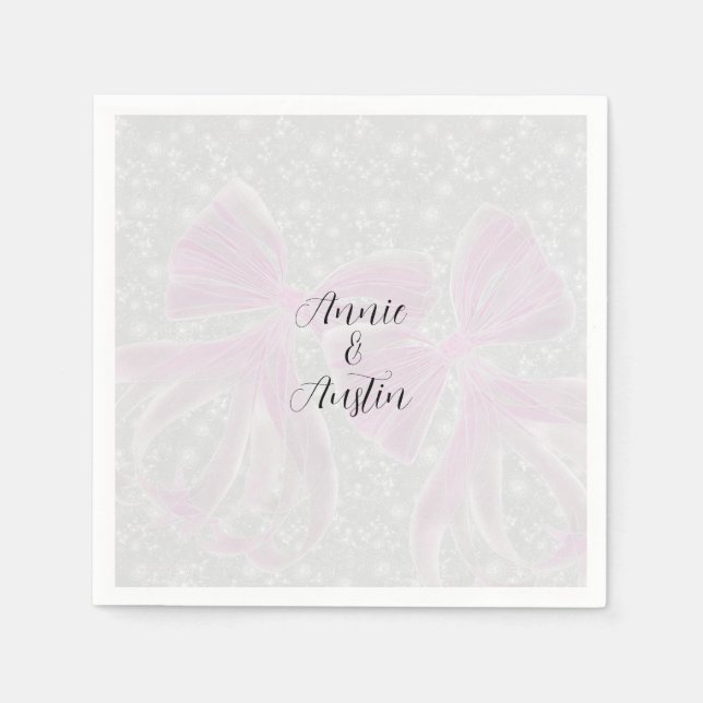  Coquette Sheer Pink bows- Square  Napkin (Front)