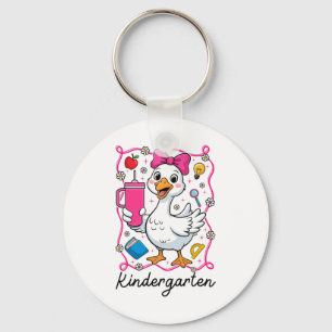 Coquette Silly Goose Kindergarten Kid Girl 1st Day Keychain