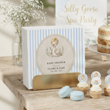 Coquette Silly Goose Light Blue Striped Baby Boy