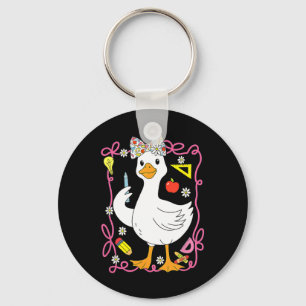 Coquette Silly Goose Teacher Retro Preppy Back To Keychain