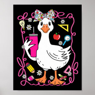 Coquette Silly Goose Teacher Retro Preppy Back To Poster