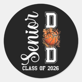 Coquette Sketll Bow Senior Dad Cl Of 2026 Graduati Classic Round Sticker