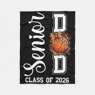 Coquette Sketll Bow Senior Dad Cl Of 2026 Graduati Fleece Blanket