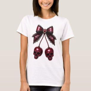 Coquette Skull Bow Gothic Cherry T-Shirt