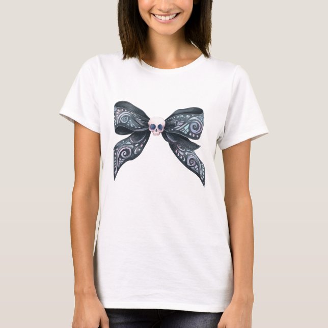 Coquette Skull Bow Pastel Gothic T Shirt (Front)