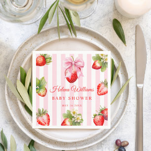 Coquette Strawberries Baby Shower Decor Napkin