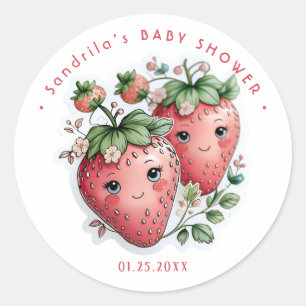 Coquette Strawberry Baby Shower  Classic Round Sticker