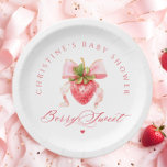 Coquette Strawberry Baby Shower Paper Plate<br><div class="desc">The Coquette Strawberry Baby Shower Paper Plates is a delightful blend of charm and elegance, perfectly capturing the joy of celebrating a baby girl’s arrival. The design features a stunning watercolor illustration of ripe red strawberries, their vibrant hues symbolizing the sweetness of new beginnings. A delicate pink bow adds a...</div>