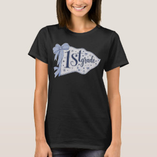 Coquette Striped 1st Grade Pennant Back to School T-Shirt