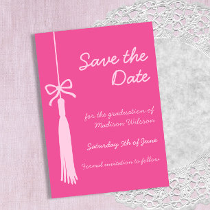 Coquette Tassel Bow Pink Class of 2025 Graduation Save The Date