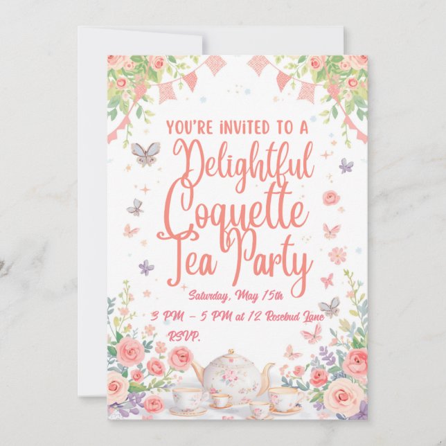 Coquette Tea Party Invitation (Devant)