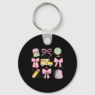 Coquette Teacher Appreciation Bows Last Day Back T Keychain