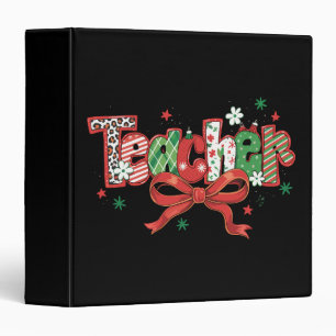 Coquette Teacher Christmas Crayon Merry Christmas  Binder