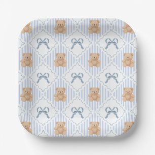 Coquette Teddy Bear & Ribbon Bow Pattern Paper Plate