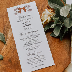Coquette Terracotta Bows Wedding Ceremony Program